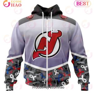 NHL New Jersey Devils Specialized Sport Fights Again All Cancer 3D Hoodie