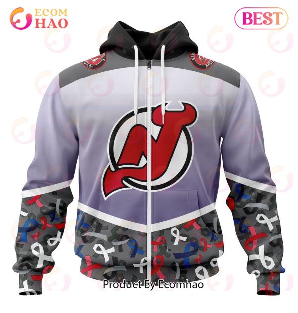 NHL New Jersey Devils Specialized Sport Fights Again All Cancer 3D Hoodie
