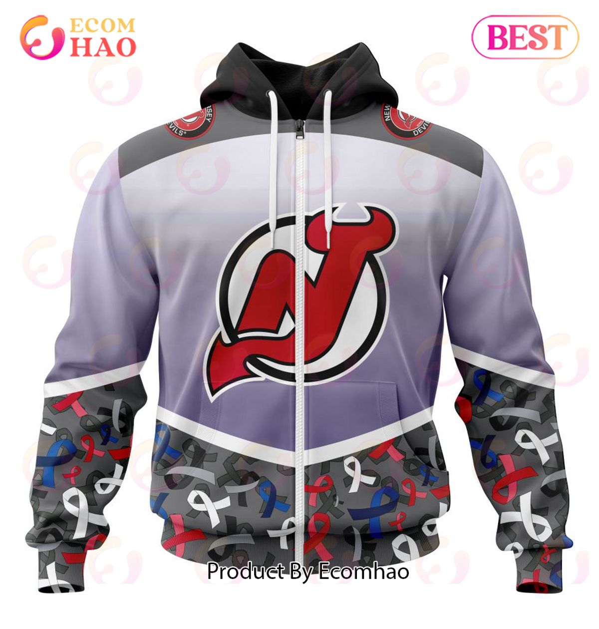 NHL New Jersey Devils Specialized Sport Fights Again All Cancer 3D Hoodie