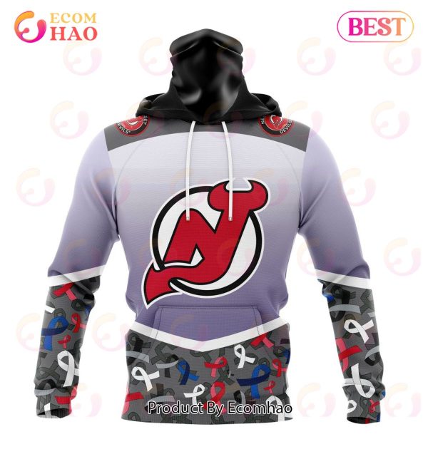 NHL New Jersey Devils Specialized Sport Fights Again All Cancer 3D Hoodie