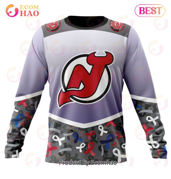 NHL New Jersey Devils Specialized Sport Fights Again All Cancer 3D Hoodie