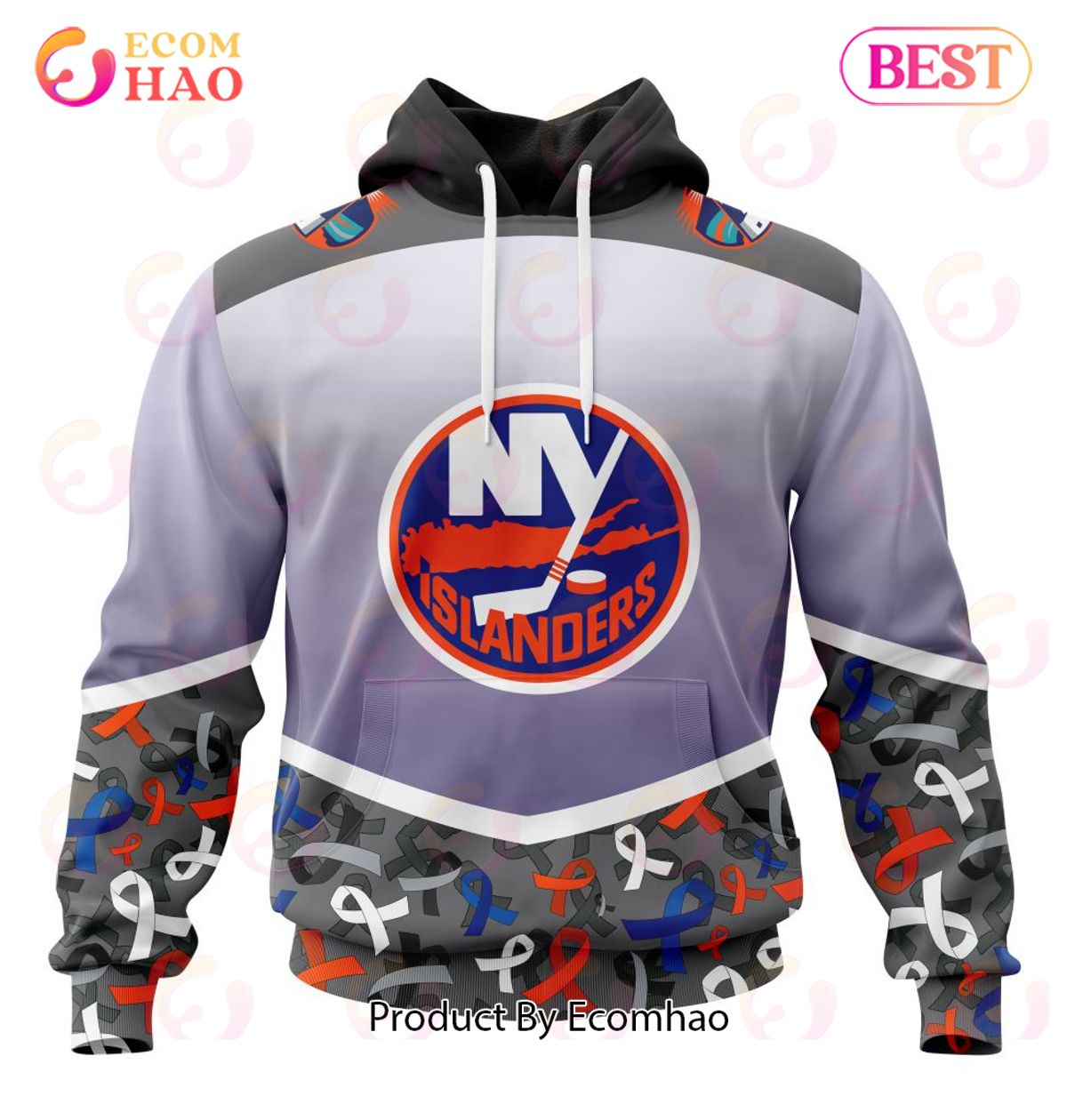 NHL New York Islanders Specialized Sport Fights Again All Cancer 3D Hoodie