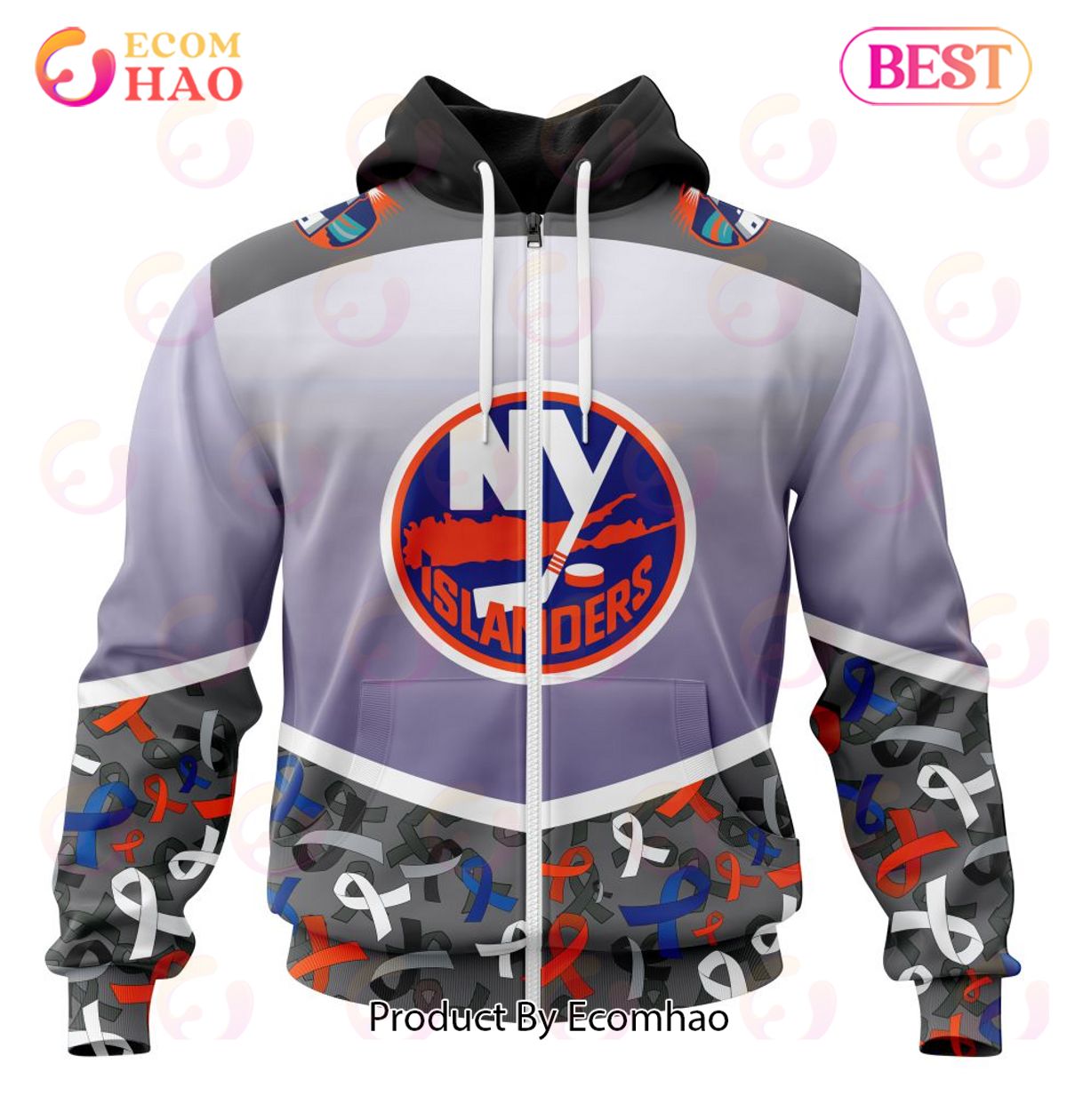 NHL New York Islanders Specialized Sport Fights Again All Cancer 3D Hoodie