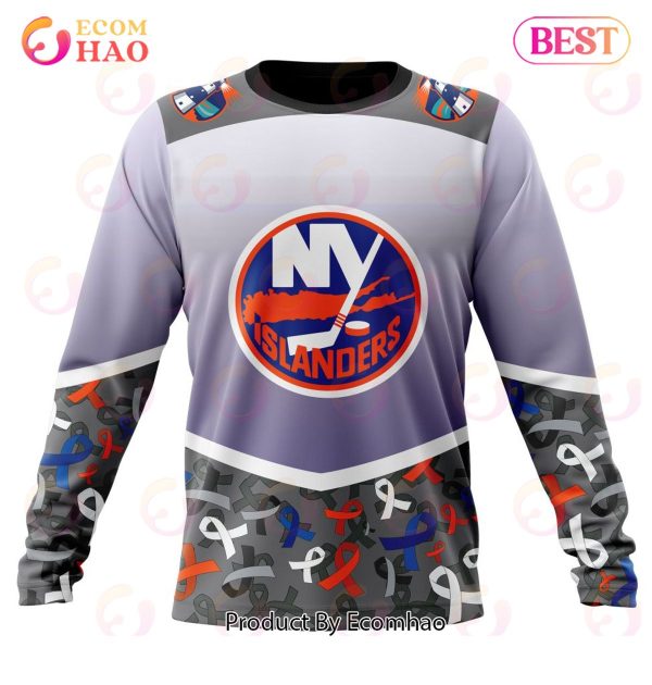 NHL New York Islanders Specialized Sport Fights Again All Cancer 3D Hoodie