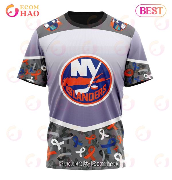 NHL New York Islanders Specialized Sport Fights Again All Cancer 3D Hoodie