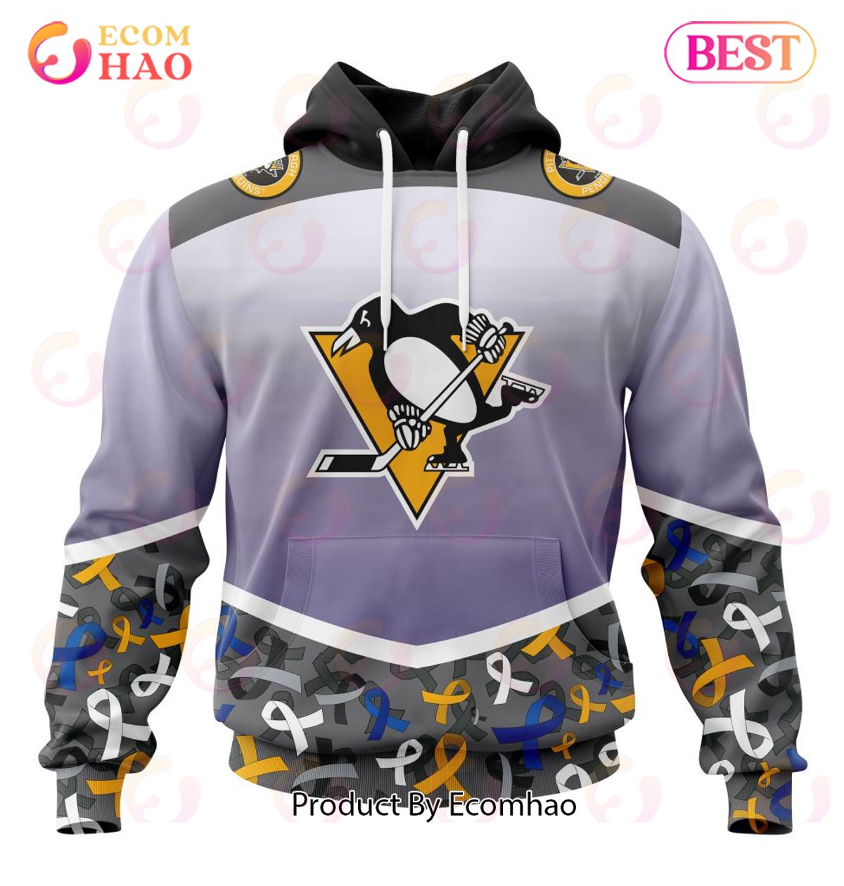NHL Pittsburgh Penguins Specialized Sport Fights Again All Cancer 3D Hoodie