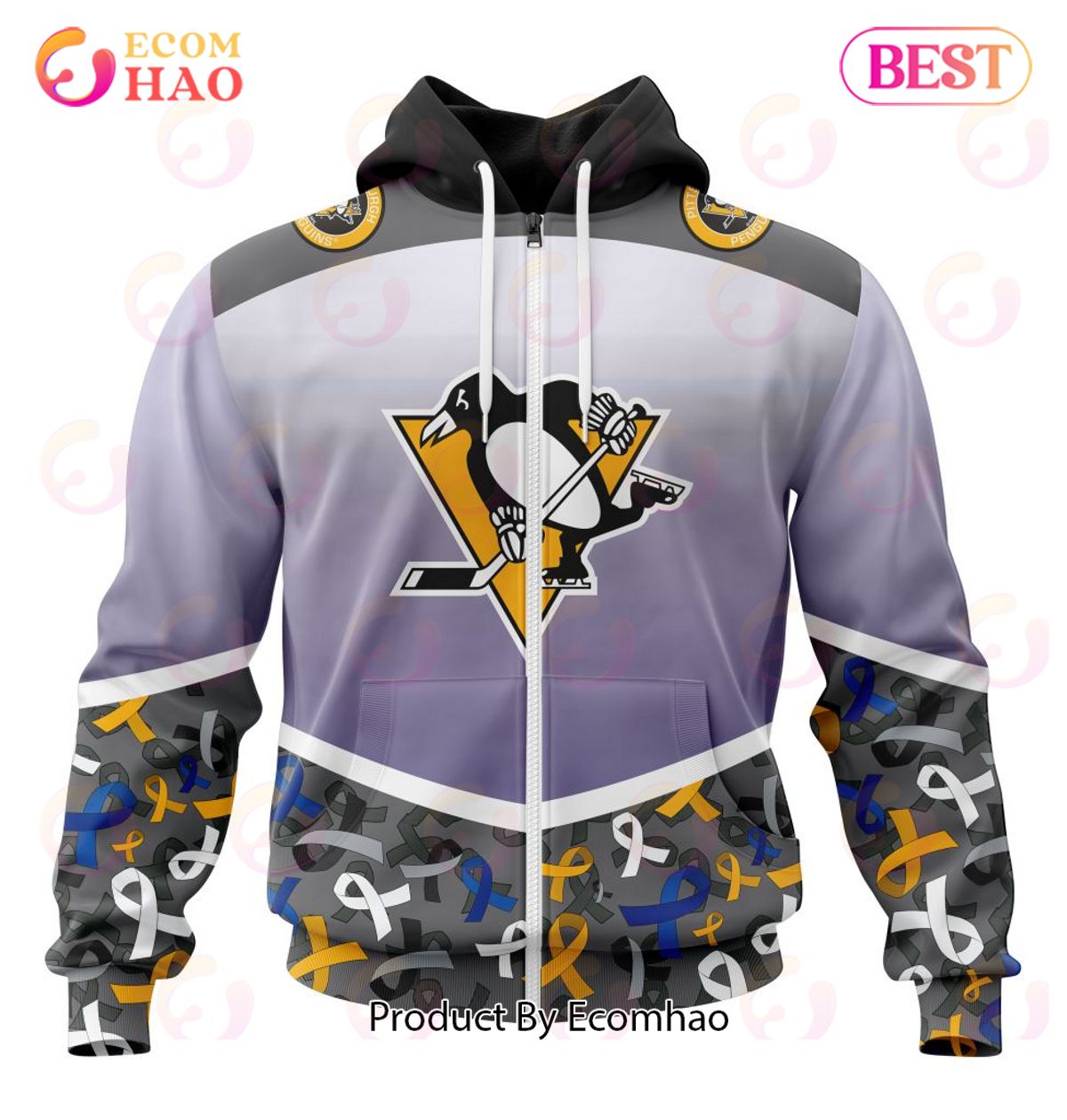 NHL Pittsburgh Penguins Specialized Sport Fights Again All Cancer 3D Hoodie