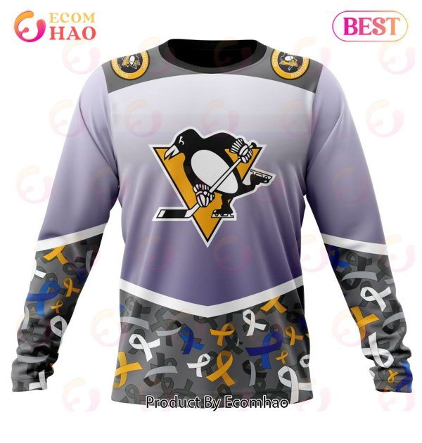 NHL Pittsburgh Penguins Specialized Sport Fights Again All Cancer 3D Hoodie