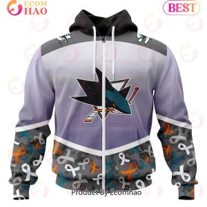 NHL San Jose Sharks Specialized Sport Fights Again All Cancer 3D Hoodie