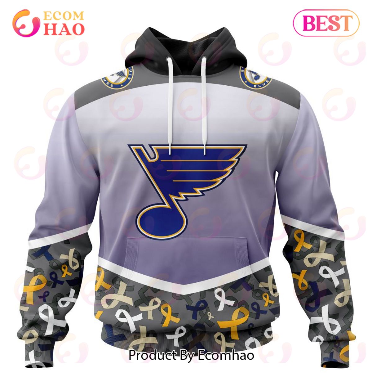 NHL St. Louis Blues Specialized Sport Fights Again All Cancer 3D Hoodie