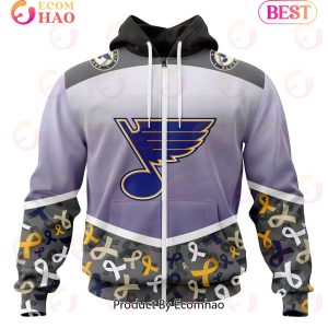 NHL St. Louis Blues Specialized Sport Fights Again All Cancer 3D Hoodie