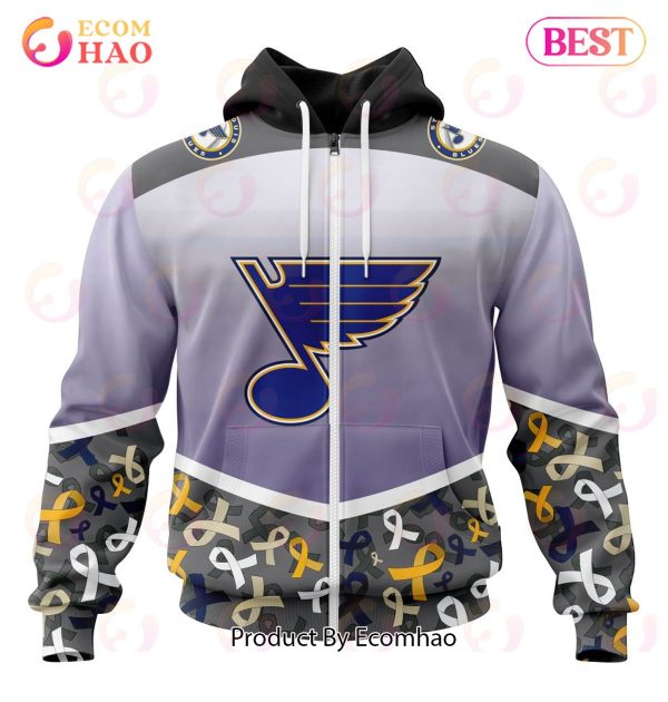 NHL St. Louis Blues Specialized Sport Fights Again All Cancer 3D Hoodie