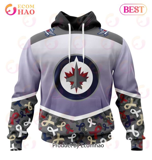 NHL Winnipeg Jets Specialized Sport Fights Again All Cancer 3D Hoodie