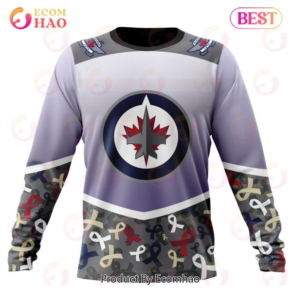 NHL Winnipeg Jets Specialized Sport Fights Again All Cancer 3D Hoodie
