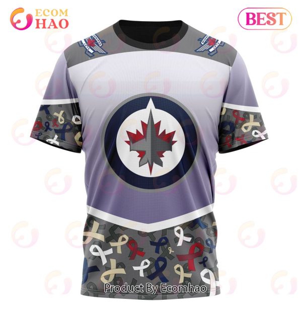 NHL Winnipeg Jets Specialized Sport Fights Again All Cancer 3D Hoodie