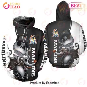 Marlins Jack Skellington And Zero 3D Hoodie