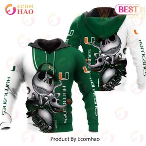 Miami Hurricanes Jack Skellington And Zero 3D Hoodie