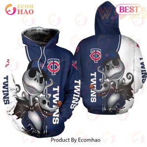 Minnesota Twins Jack Skellington And Zero 3D Hoodie