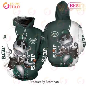 New York Jets Jack Skellington And Zero 3D Hoodie