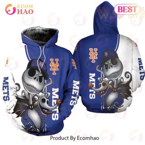 New York Mets Jack Skellington And Zero 3D Hoodie