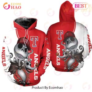 Texas Rangers Jack Skellington And Zero 3D Hoodie