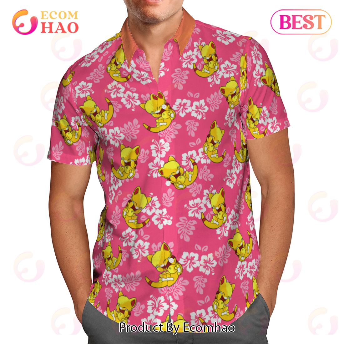 Abra Tropical Beach Pokemon Hawaiian Shirt