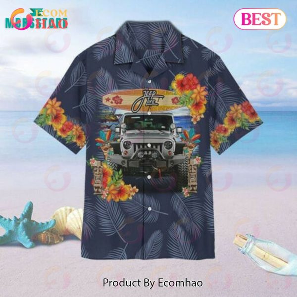 Aloha Car Flowers Tiki Tropical Leaves Hawaiian Shirt