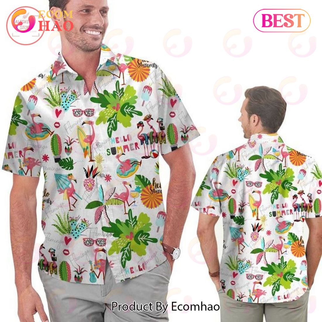 Amazing Flamingo Hello Summer Hawaiian Shirt Flamingo Lovers Gift