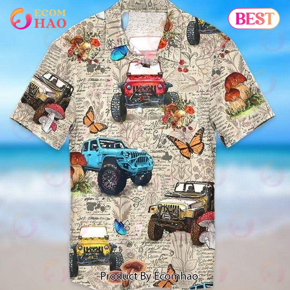 Amazing Insect With Jeep Hawaiian Shirt