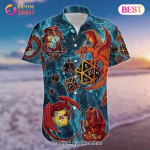 Amazing Lucky Dragon Playing Dice Blue Hawaiian Shirt