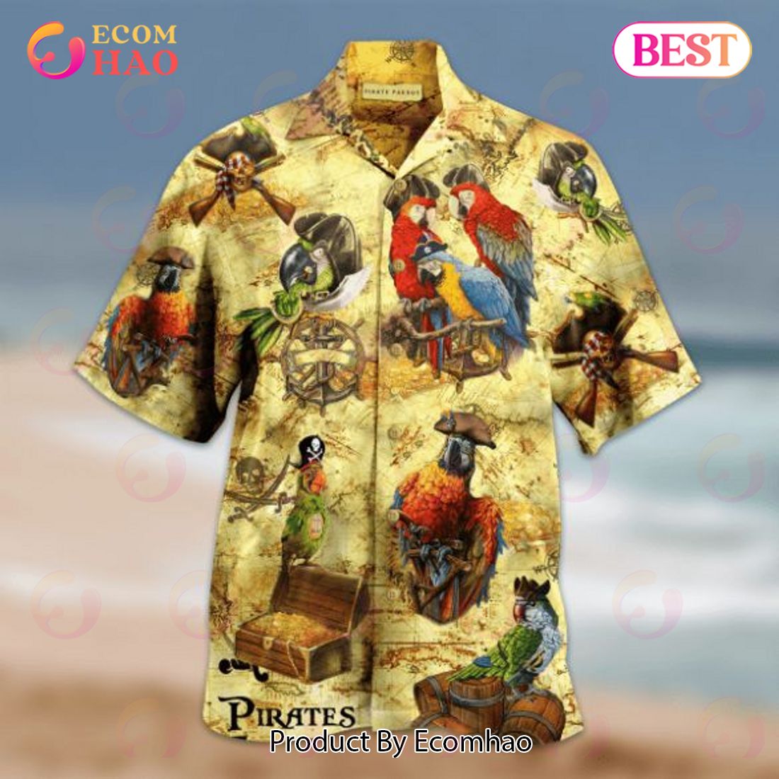 Amazing Pirate Parrots Hawaii Aloha Shirt