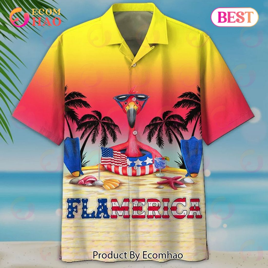 American Flag Flamingo Flamerica 1 Hawaiian Shirt