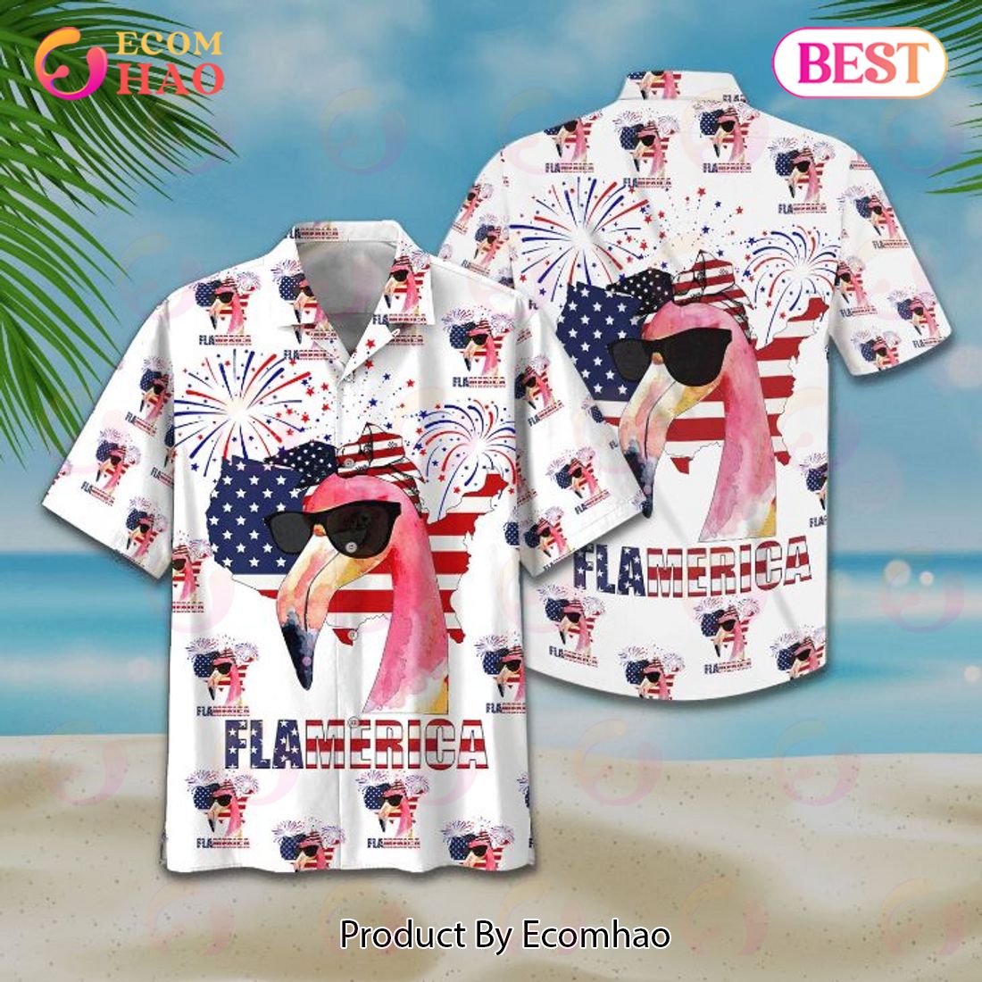 American Flag Flamingo Flamerica Hawaiian Shirt