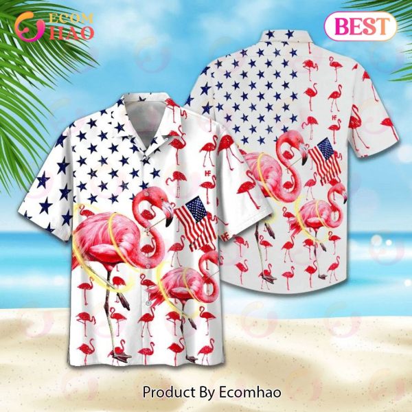 American Flag Flamingo Hawaiian Shirt