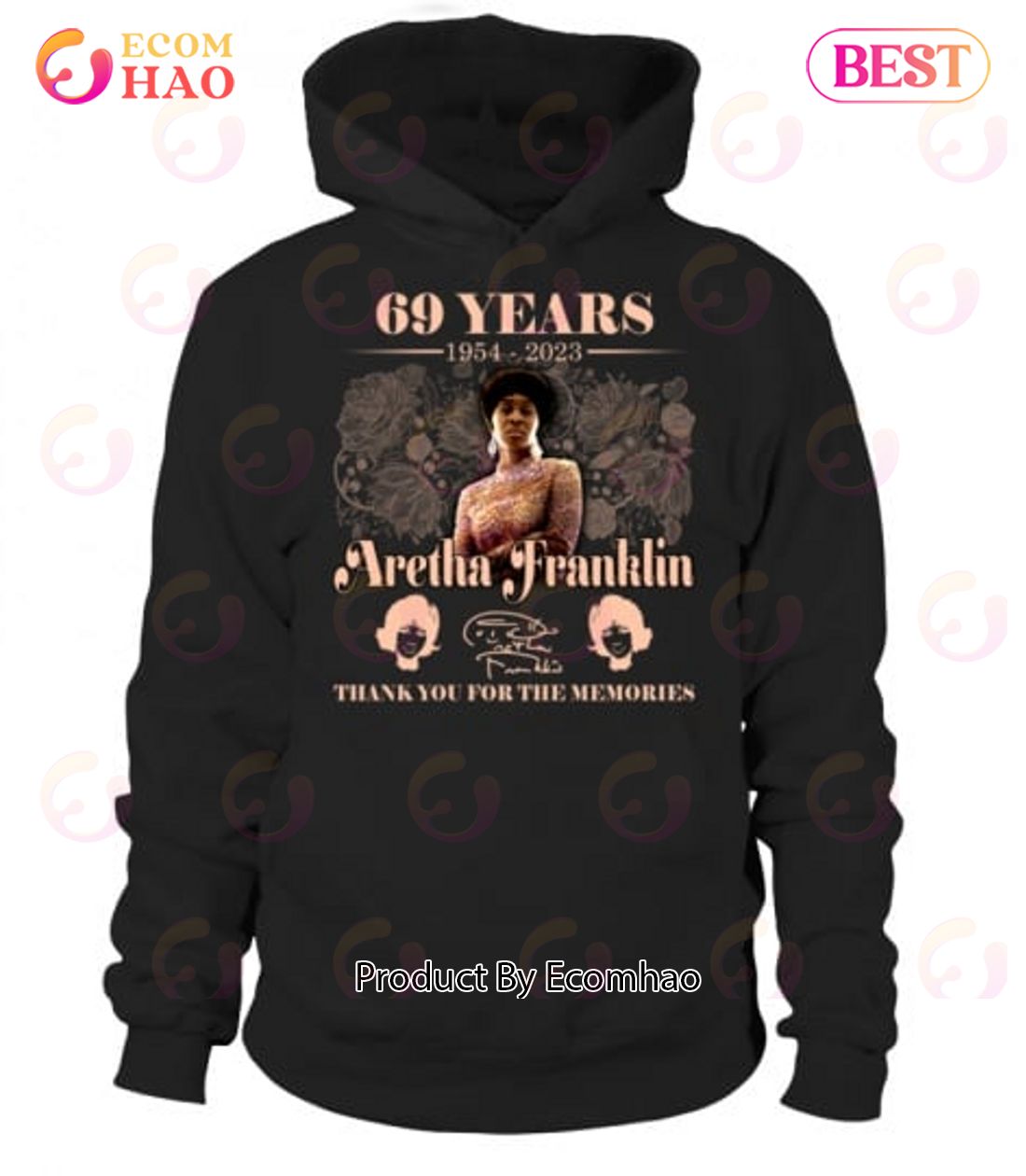 Aretha Franklin 69 Years Of 1954 – 2023 Thank You For The Memories T-Shirt