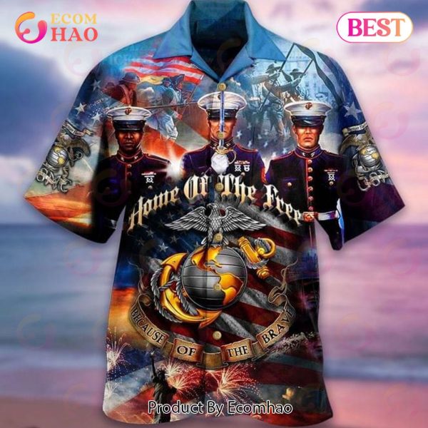 American Flag Home Of The Free Because Of The Brave Print Hawaiian Shirt