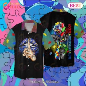 Autism Awareness Accept Understand Love Hand With Flowers Hawaiian Shirt