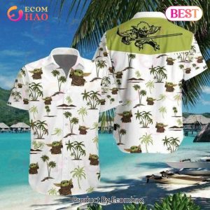 Baby Yoda With Coconut Island Hawaiian Shirt