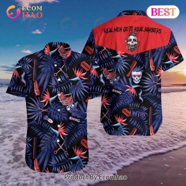Barber Skull Real Men Go To Real Barbers Hawaiian Shirt