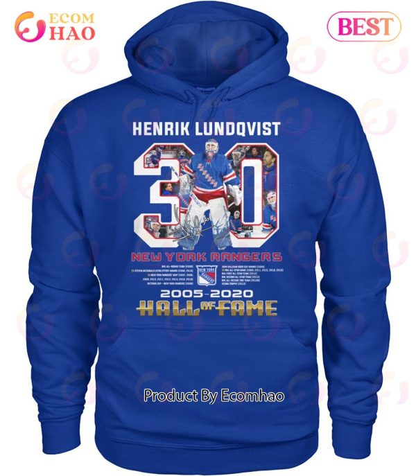 Henrik Lundqvist 30 New York Rangers 2005 – 2020 Hall Of Fame T-Shirt