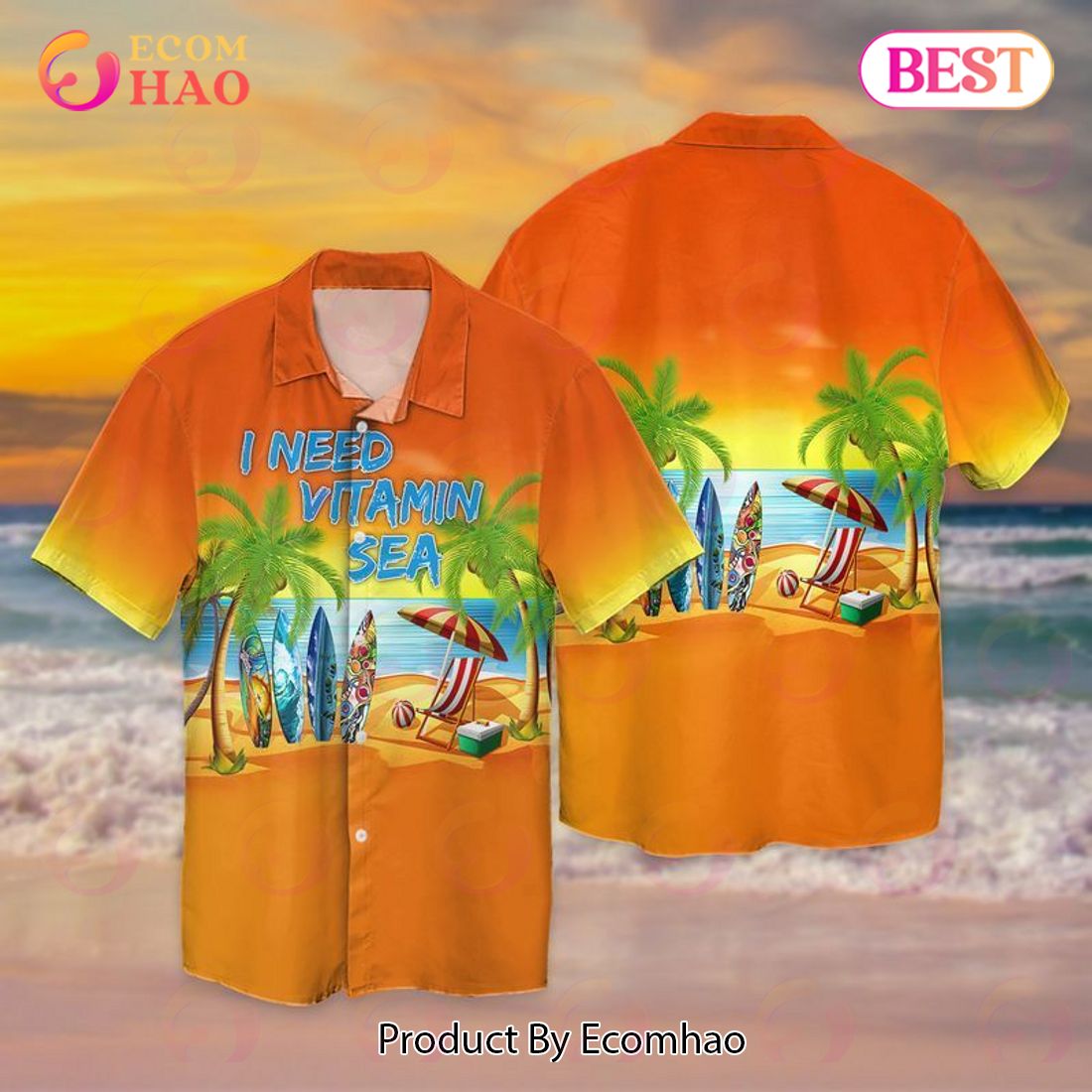 Beach Lover I Need Vitamin Sea Hawaiian Shirt