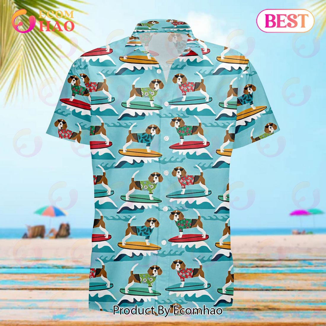 Beagle Surfboard 3D All Over Printed Hawaiian Shirt