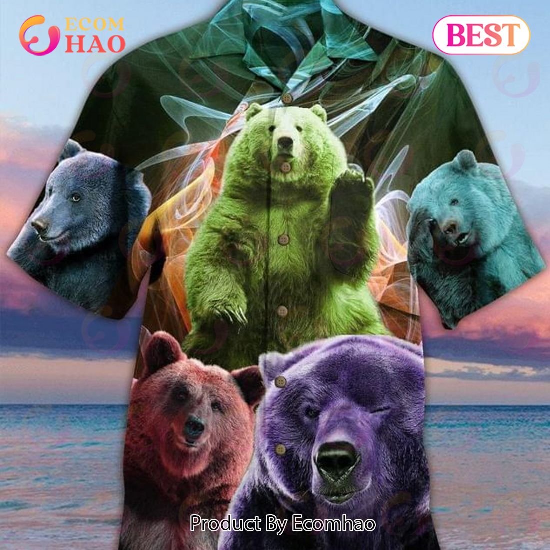 Bear Animal Print Hawaiian Shirt