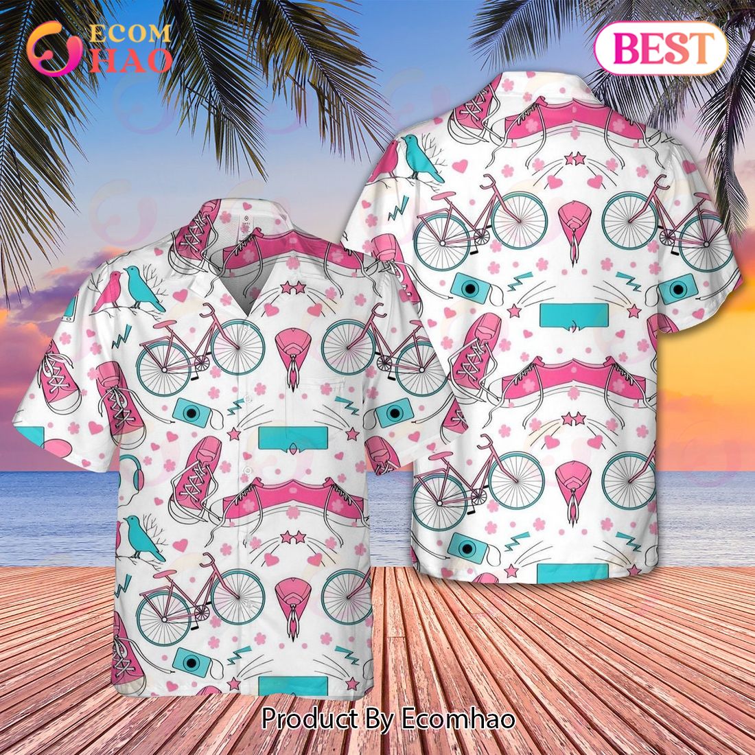 Bicycle Funny Pink Hawaii Beach Shirt