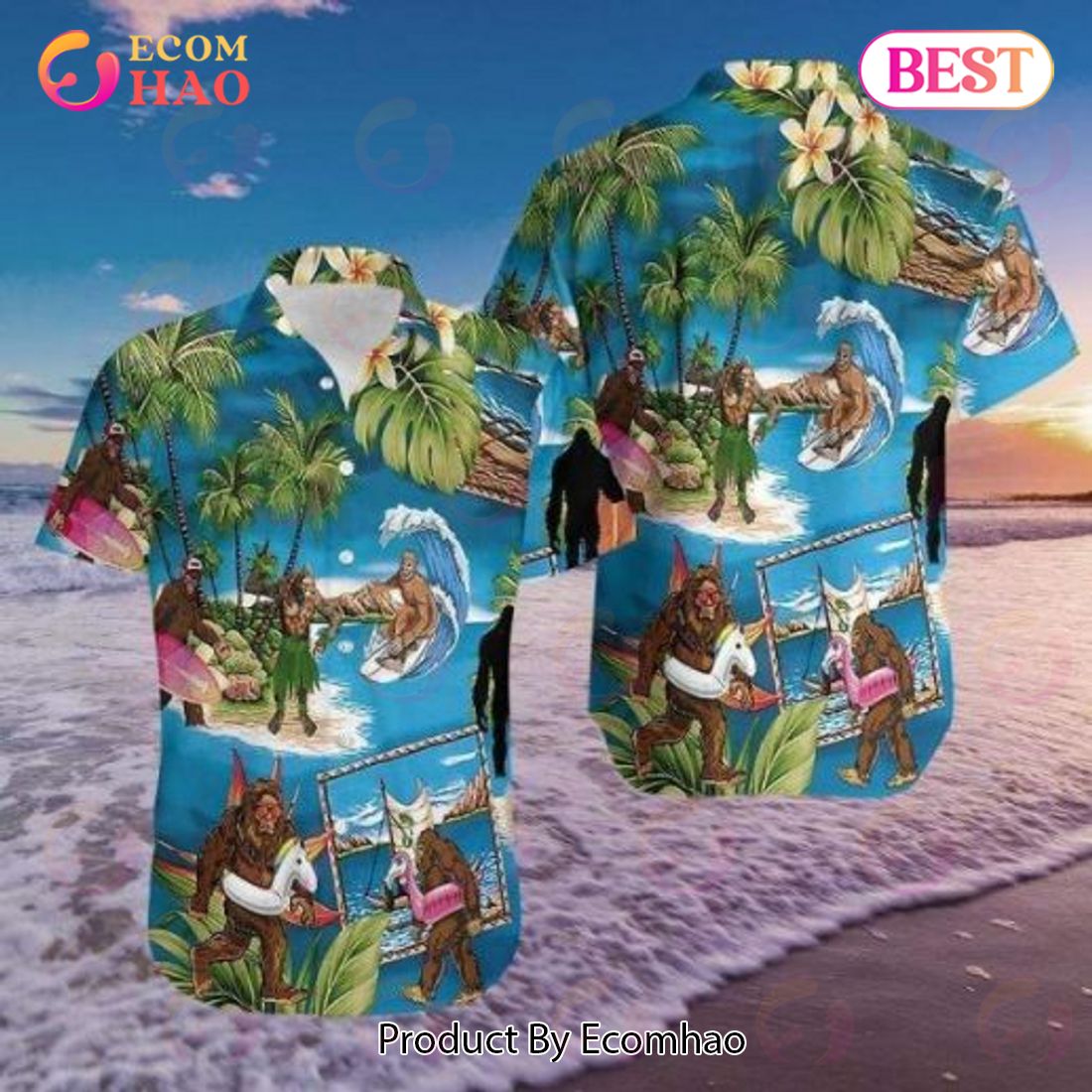 Bigfoot Christmas Hawaii Aloha Shirt