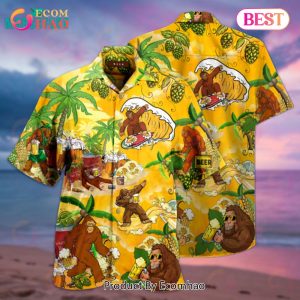 Bigfoot Summer Beer Aloha Vintage Beach Sleeve Hawaiian Shirt
