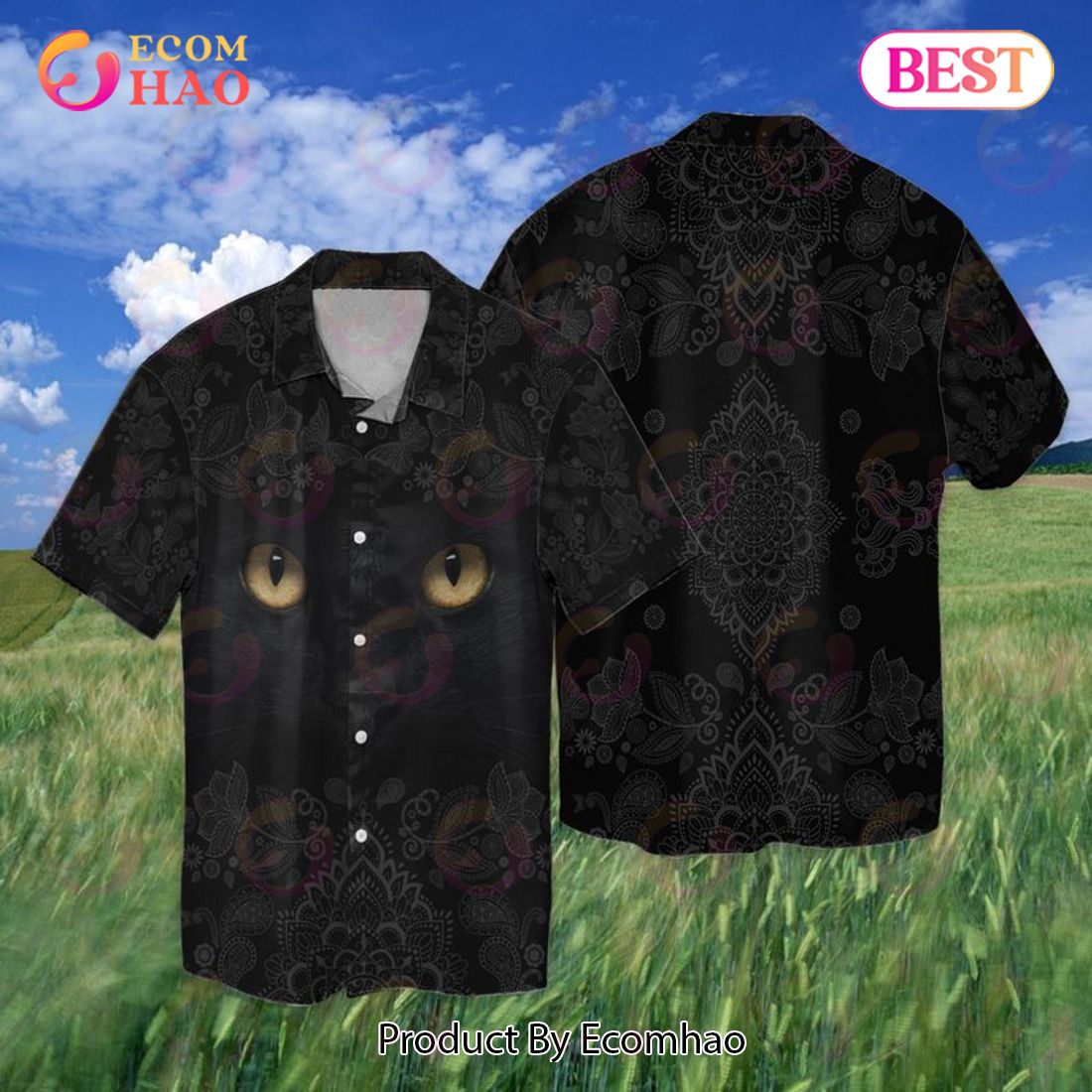 Black Cat Eye Hawaiian Shirt