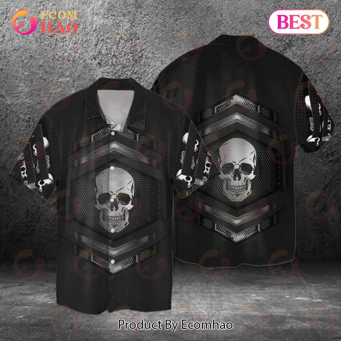 Black Skull Hawaiian Shirt
