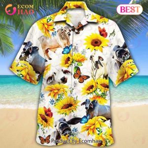 Brahman Cattle Sunflower Hawaiian Shirt