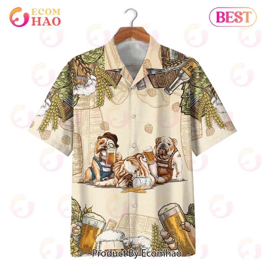 Bulldogs Drink Beer Print Hawaiian Shirt